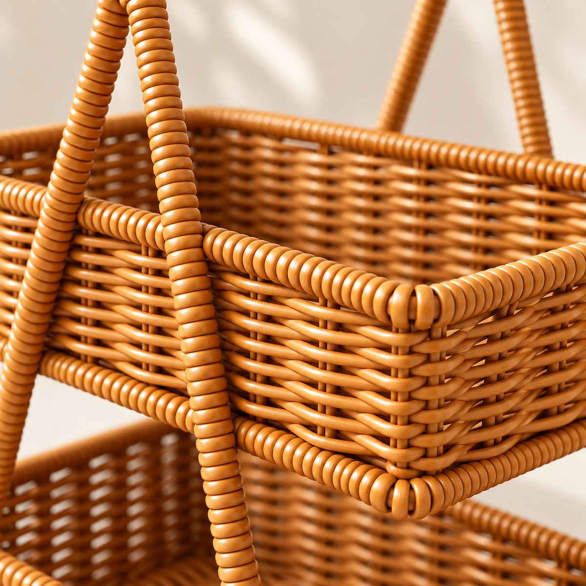 Two-Tier Woven Organizer — Honey Brown — product detail — product illustration