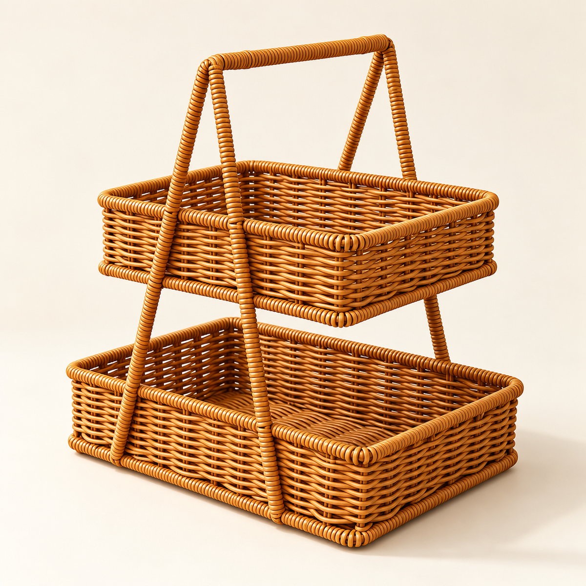 Two-Tier Woven Organizer — Honey Brown — product view — product illustration