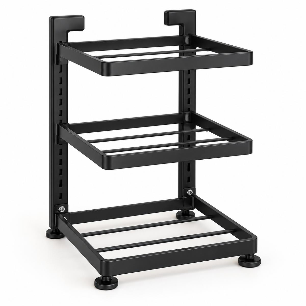Delunie Three-Tier Cookware Organizer — Black — product view — product illustration