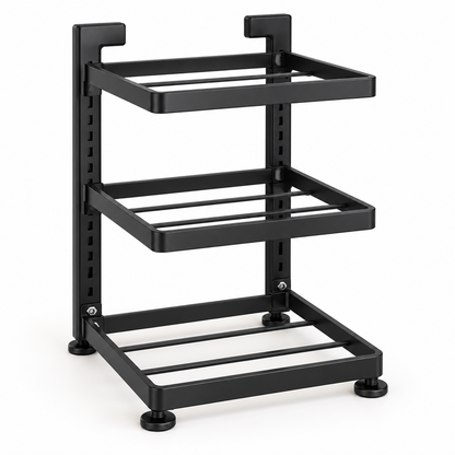 Delunie Three-Tier Cookware Organizer — Black — product view — product illustration