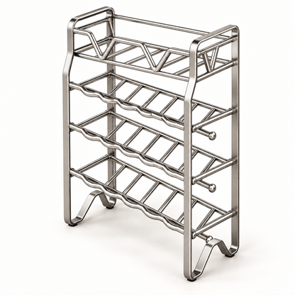 Delunie Four-Level Spice Organizer — Stainless Steel — product view — product illustration