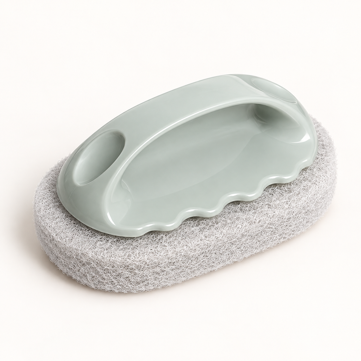 Handheld Scrubbing Pad — Sage Gray — product view — product illustration