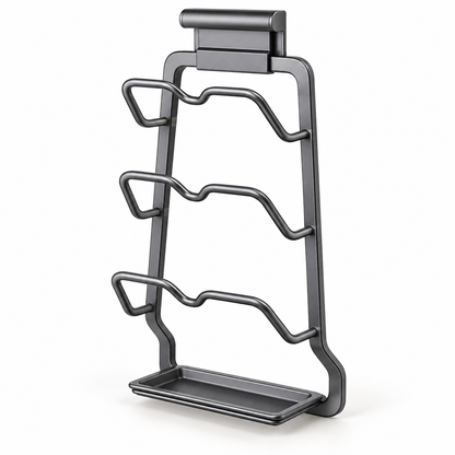 Delunie Wall-Mounted Pot Lid Organizer — Dark Gray — product view — product illustration