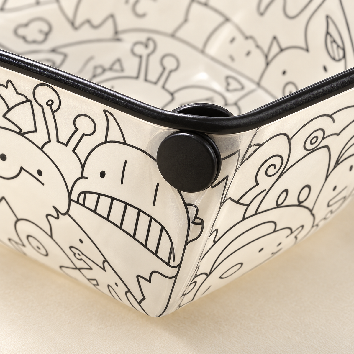 Doodle Print Folding Camping Bowl — detail — product illustration