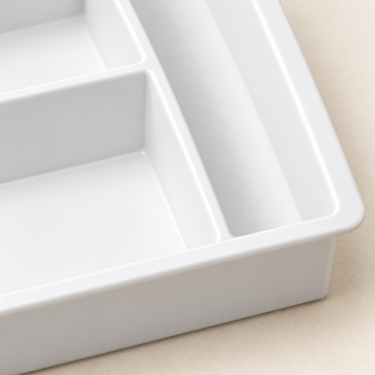 White Five Compartment Cutlery Tray — detail — product illustration