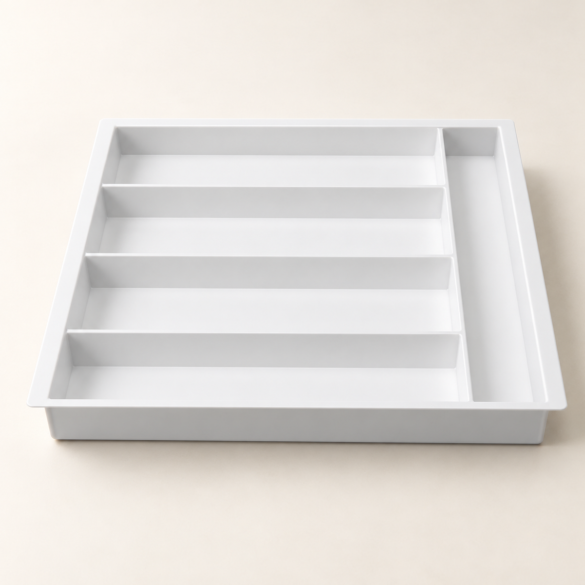 White Five Compartment Cutlery Tray — product view — product illustration