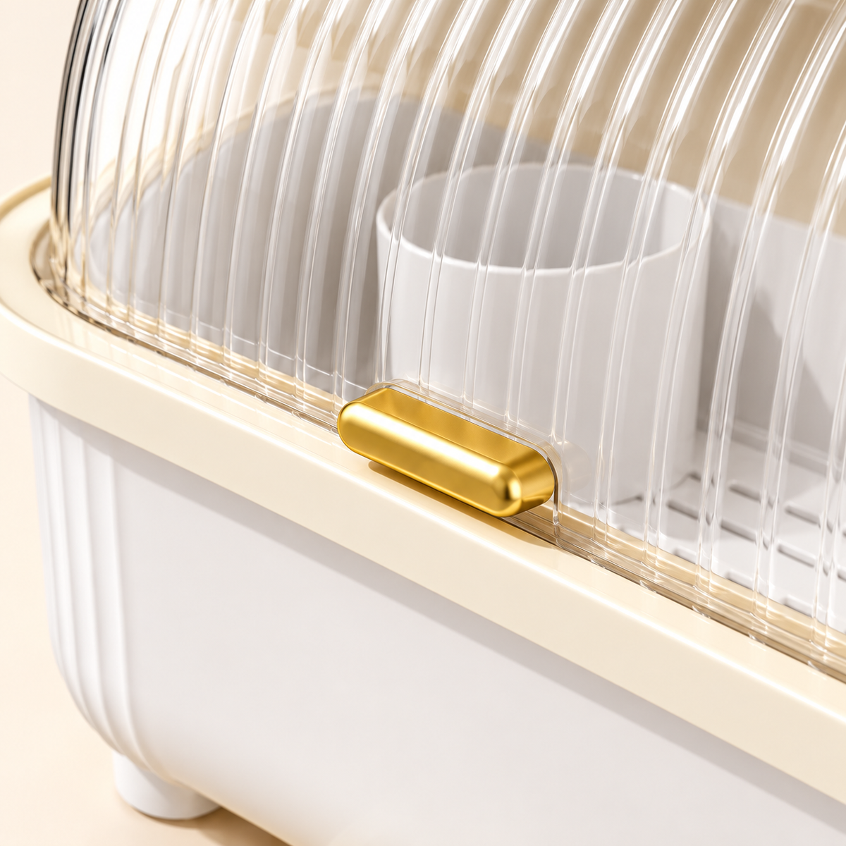 Cream Covered Dish Organizer — detail — product illustration