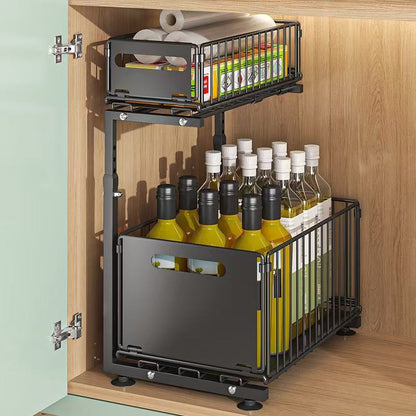 Delunie Two-Tier Pull-Out Cabinet Organizer — Black — product detail